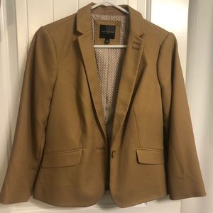 Camel colored tweed/thread blazer